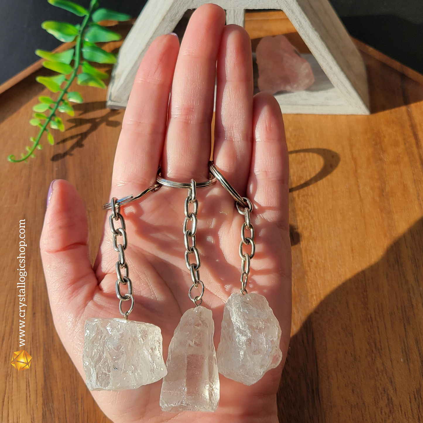 Clear Quartz Raw Keychain