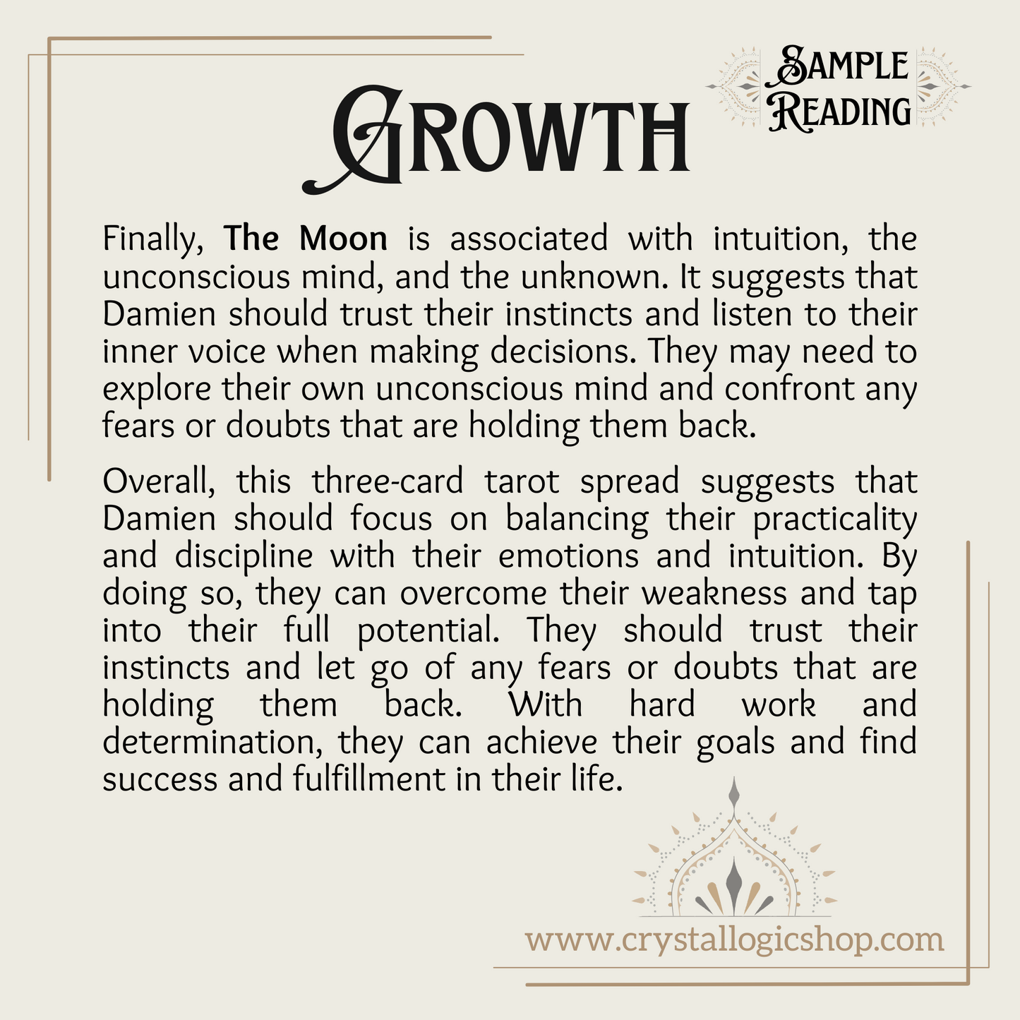 Growth Blind Tarot Reading 3 Cards