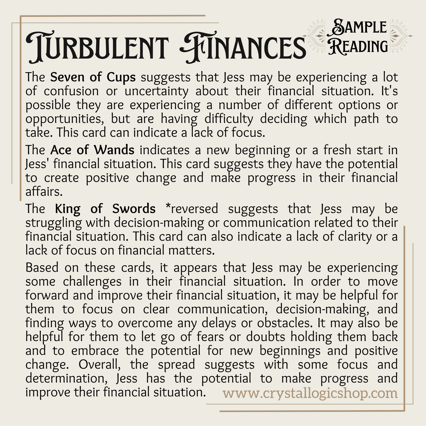 Finance Blind Tarot Reading 6 Cards