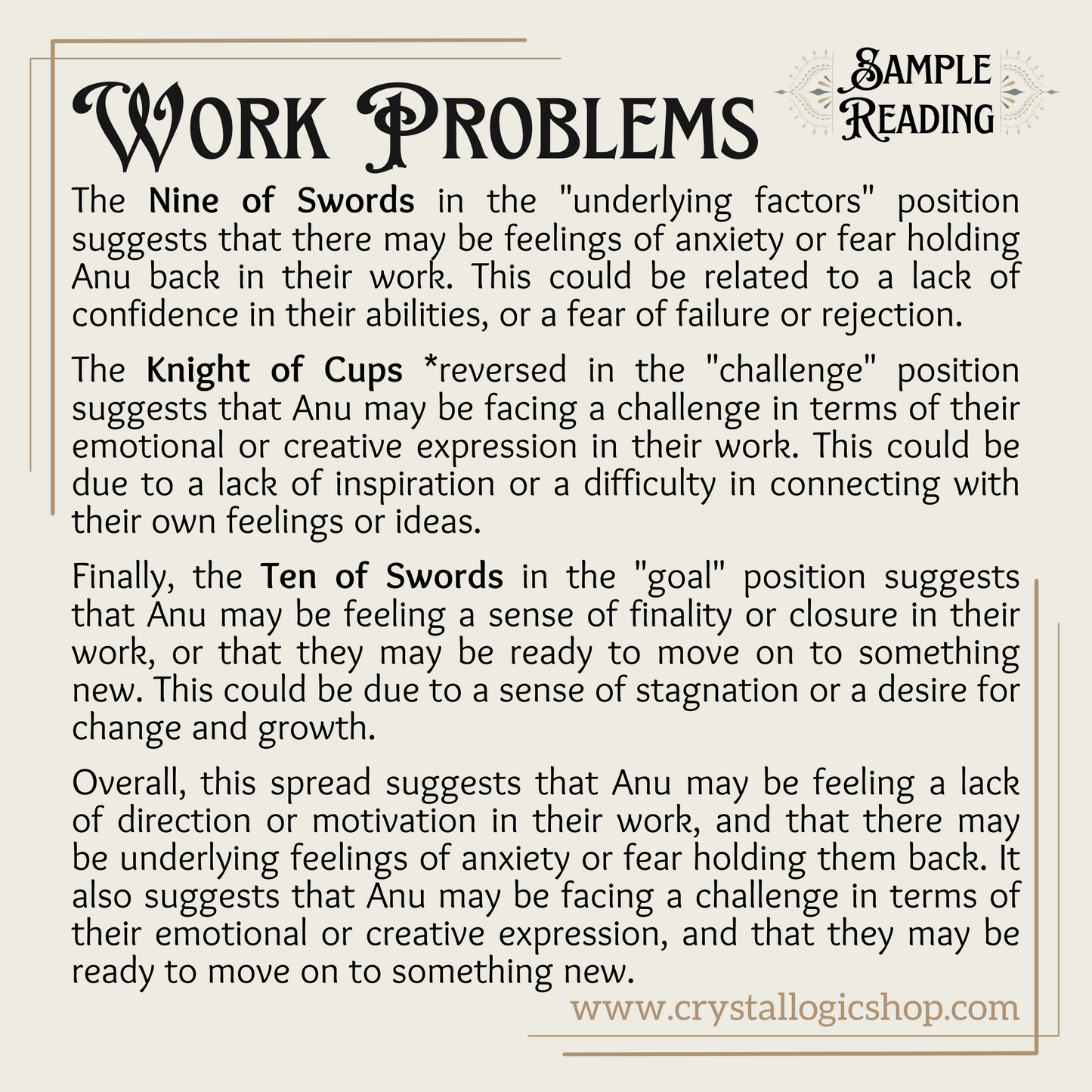 Career Blind Tarot Reading 6 Cards