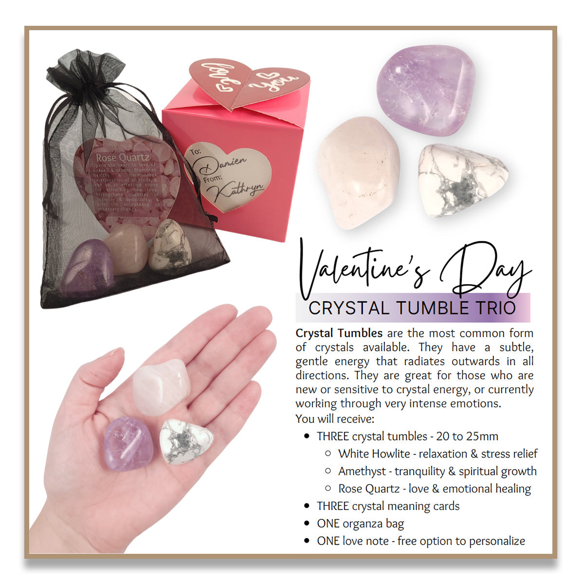Personalized Valentine's Day Crystal Tumble Trio