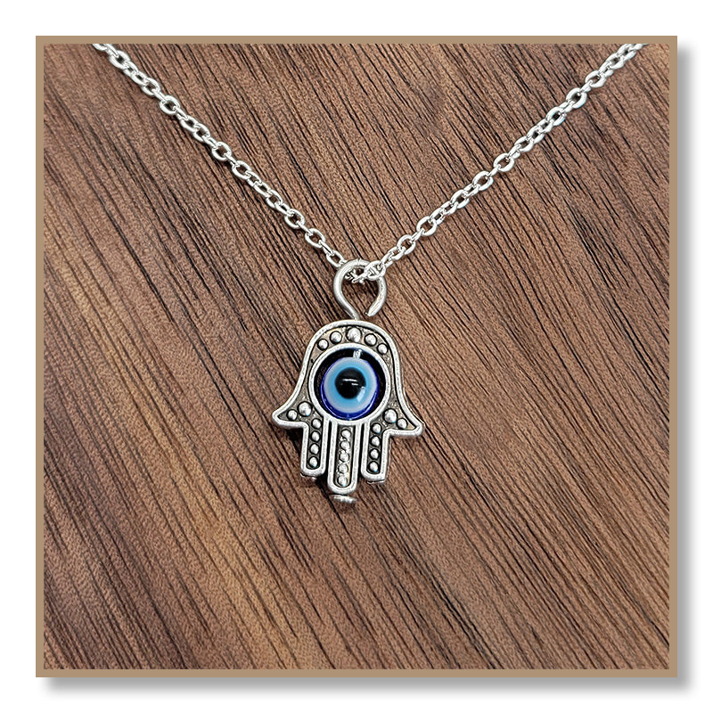 Evil Eye Hamsa Hand Necklace – Crystal Logic Shop
