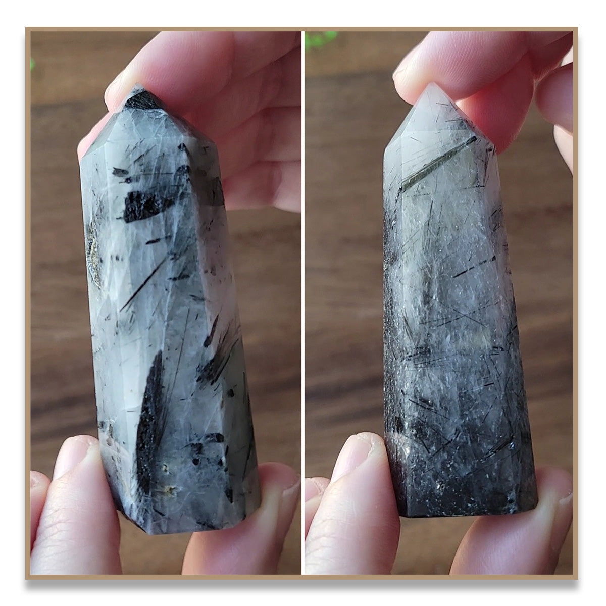 Black Tourmaline Rutilated Quartz Tower