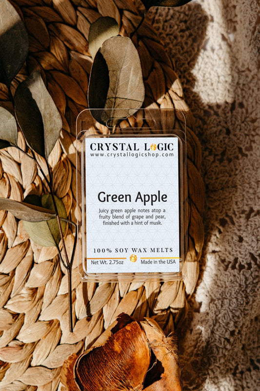 Soy Candle Wax Melts Crystal Logic Shop Green Apple Front