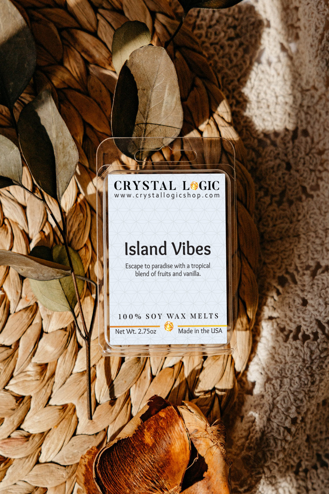 Soy Candle Wax Melts Crystal Logic Shop Island Vibes Front