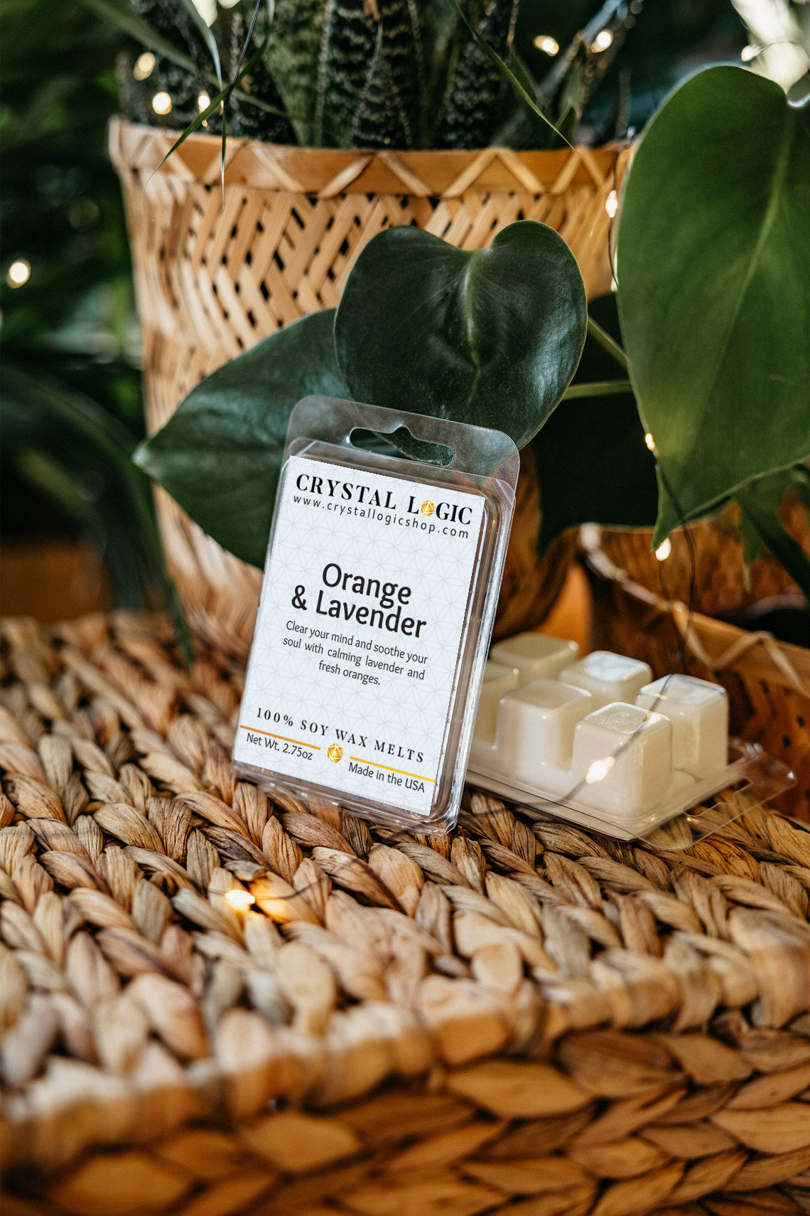 Soy Candle Wax Melts Crystal Logic Shop Orange & Lavender Side