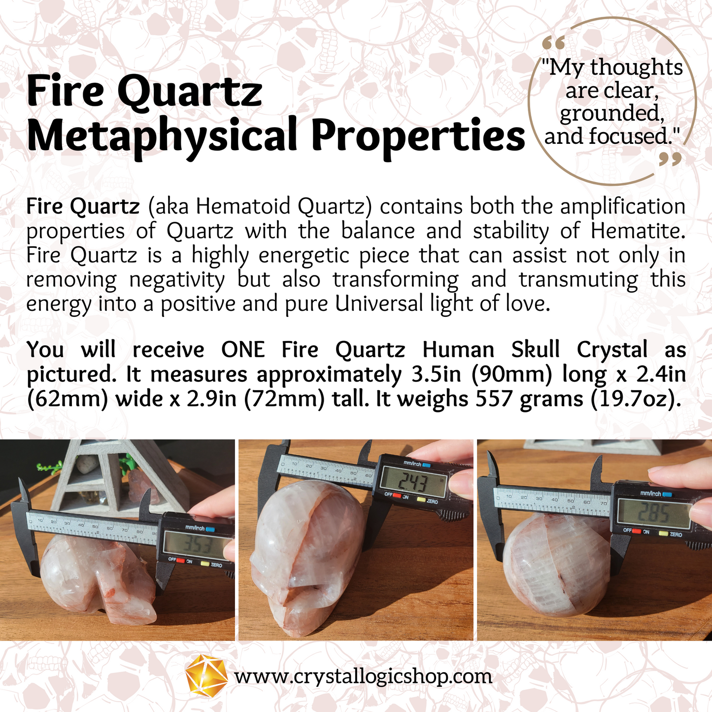 Fire Quartz Skull