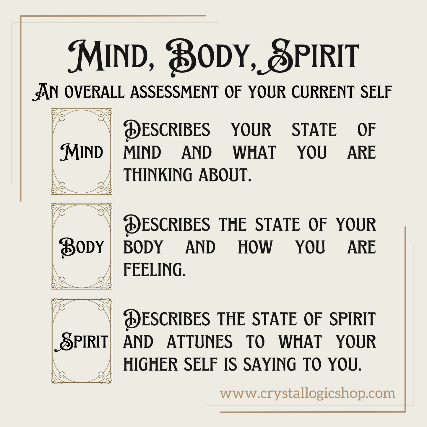 Mind Body Spirit Blind Tarot Reading 3 Cards