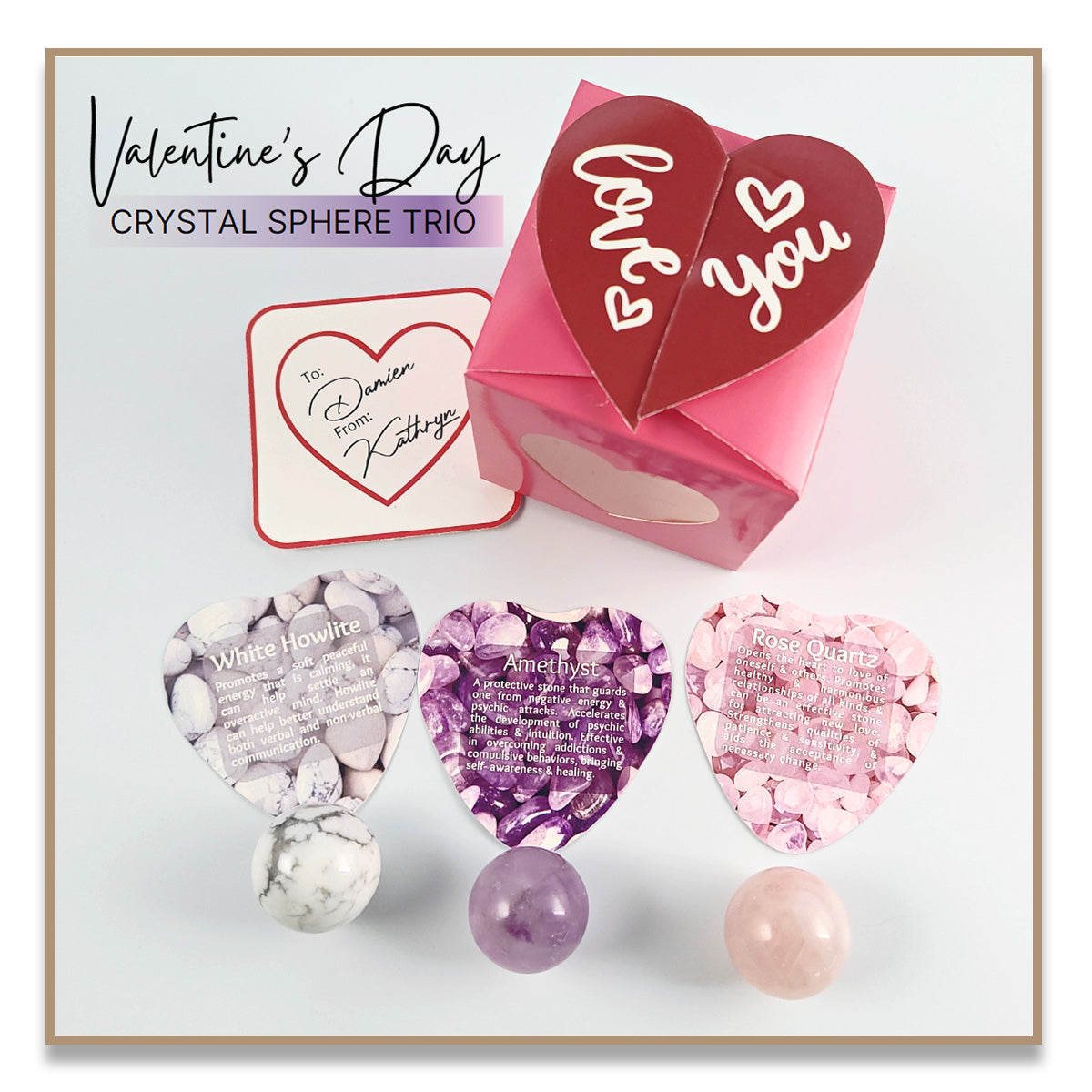 Personalized Valentine's Day Crystal Sphere Trio