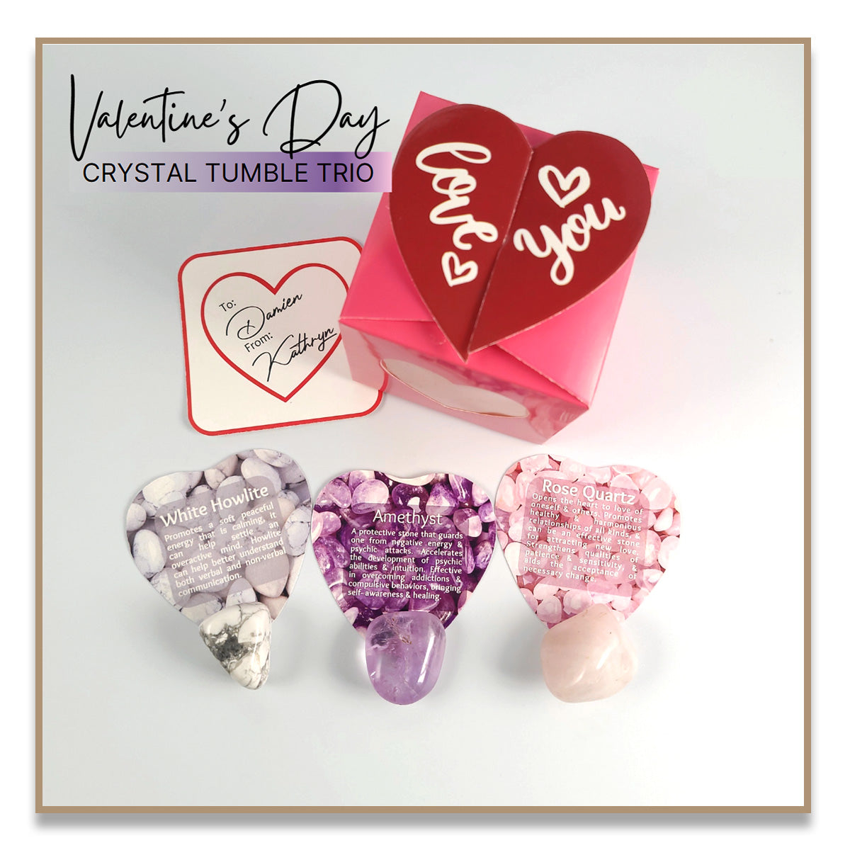 Personalized Valentine's Day Crystal Tumble Trio