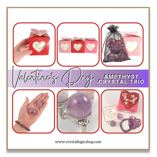 Personalized Valentine's Day Amethyst Crystal Trio