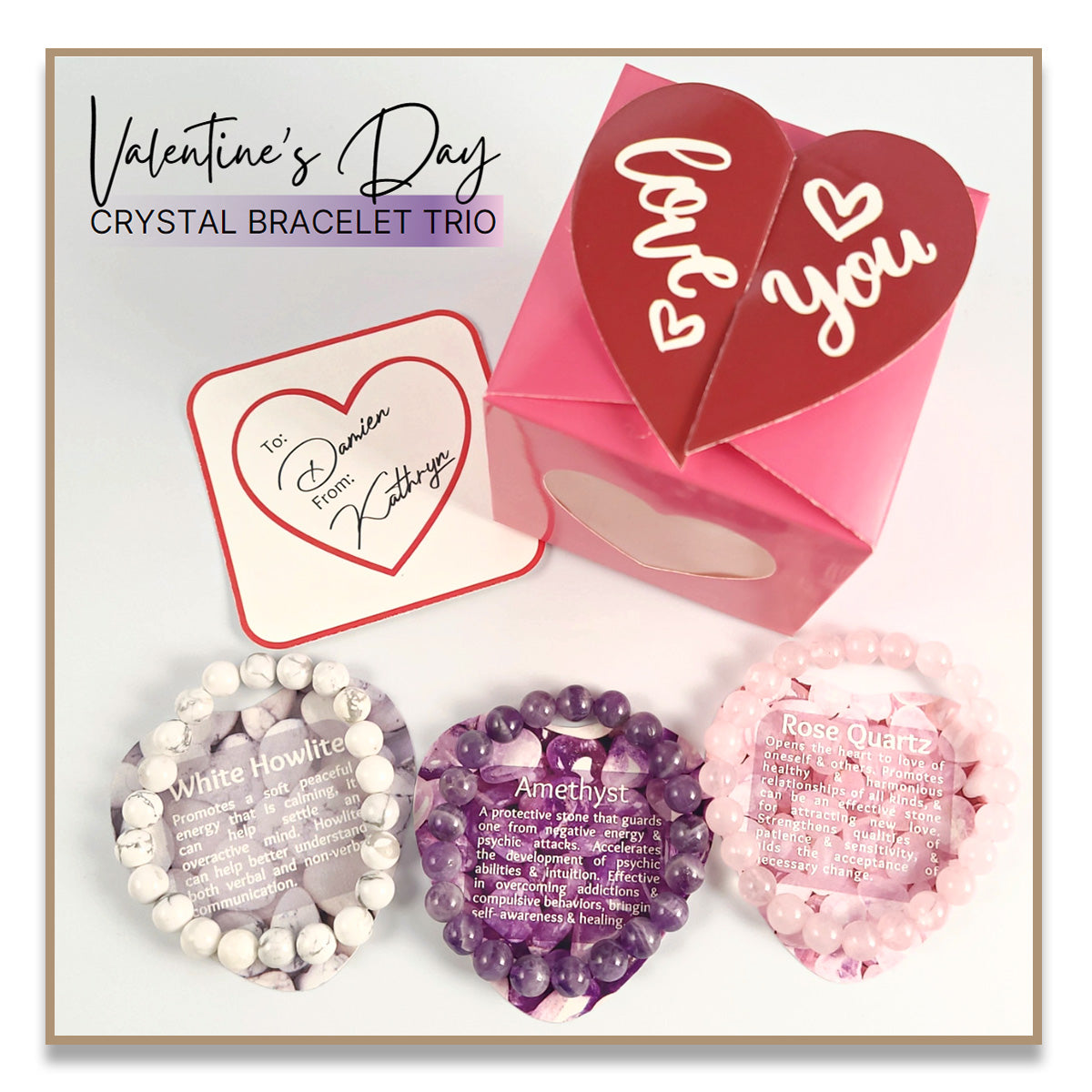 Personalized Valentine's Day Crystal Bracelet Trio