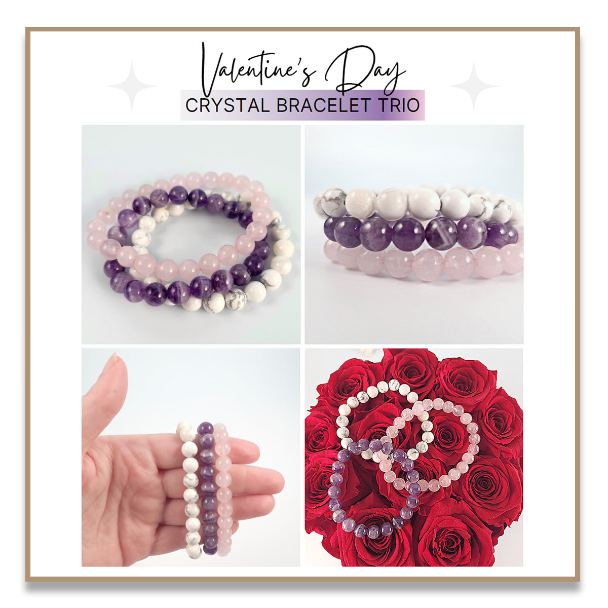 Personalized Valentine's Day Crystal Bracelet Trio