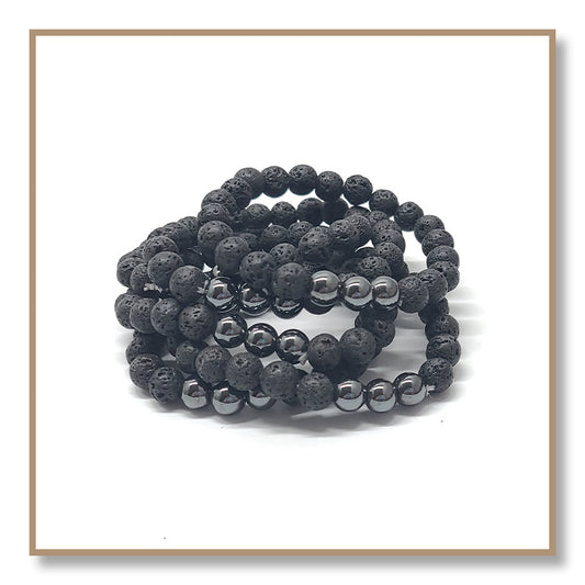 Hematite & Lava Beads Chakra Bracelet (8mm)