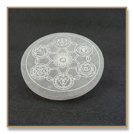 Selenite Chakra Engraved Plate