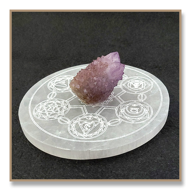 Selenite Chakra Engraved Plate