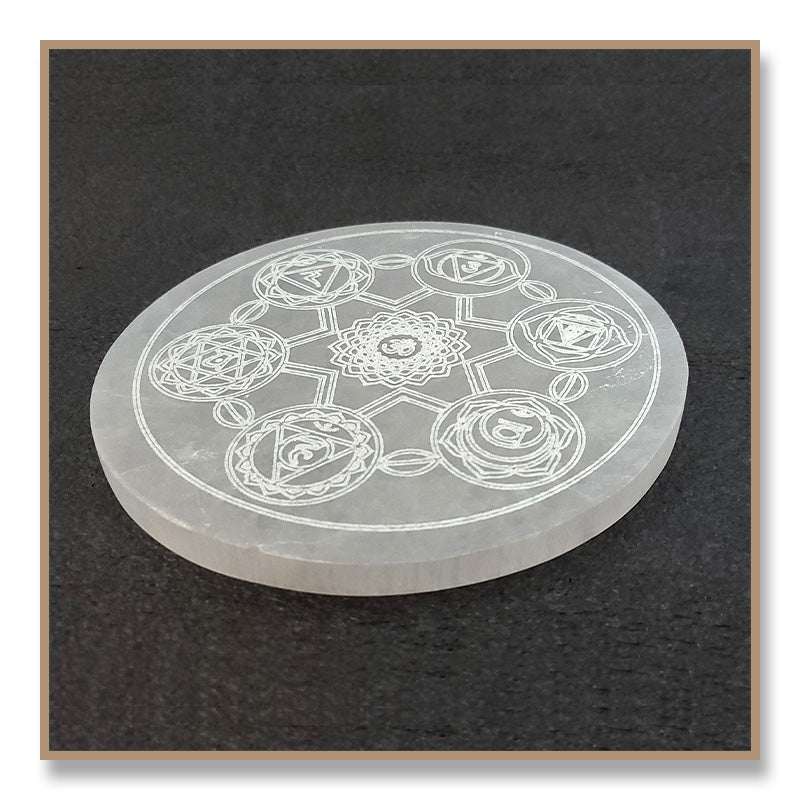 Selenite Chakra Engraved Plate