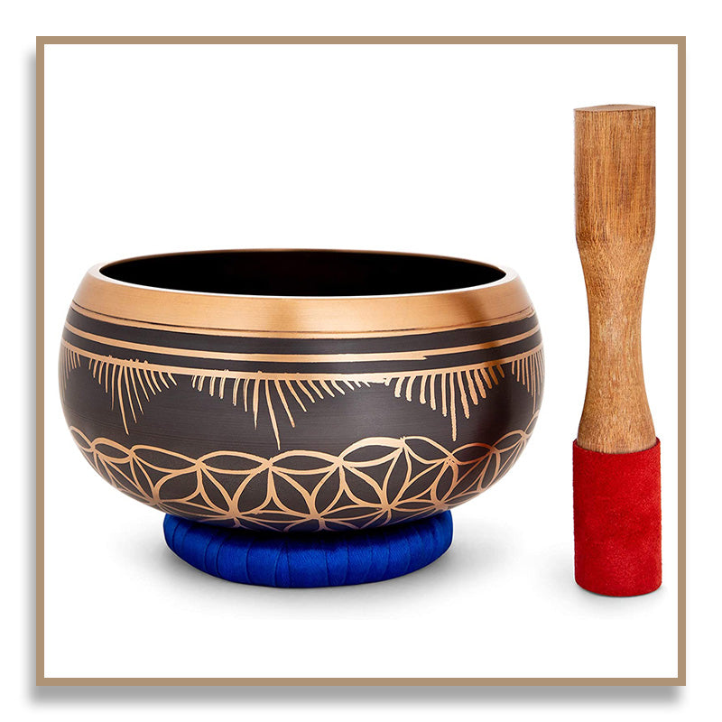 Tibetan Singing Bowl Set - Flower of Life - ( 6 inch )